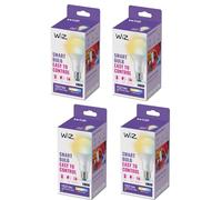 WiZ Pack Valeur - E27 - avec 4 lampes standard - Mat - 100W - Lumière blanche chaude à froide - Wi-Fi 1521 lumen, fonctionne avec Alexa, Google Assistant et Apple HomeKit