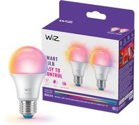 Wiz Smart Bulb, Ampoule LED connecté A60, Lumière multicolore, Pack de 2 | Ampoule Connectée RGB, Équivalent 60W, Intensité Réglable 2200-6500K, Compatible WiZ App, Alexa et HomeKit, Contrôle Vocal