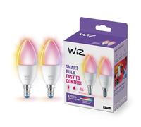 WiZ Smart Bulb, Ampoule LED Connectée E14, Lumière multicolore, Pack de 2 | Ampoule Connectée RGB, Forme Flamme, Équivalent 40W, Intensité Compatible WiZ App, Alexa, Google et HomeKit, Control Vocal