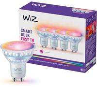 WiZ Smart Bulb, Spot LED connecté GU10, Lumière multicolore, Pack de 4 | Ampoule GU10 Connecté RGB, Équivalent 50W, Intensité Réglable 2200-6500K, Compatible WiZ App, Alexa, Google & Apple Home