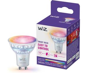 WiZ Spot LED connecté GU10 en verre, Multicolore et Blanc personnalisable, Équivalent 50 W, 2200-6500 K, 345 lumens, Intensité réglable, Compatible Alexa, Google Assistant et Apple Home, pack de 1