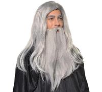 Wizard Beard and Wig 1set Grey Grey Magicien Costume Costume résistant à la chaleur Santa Halloween Costumes Cosplames Accessoire pour adultes