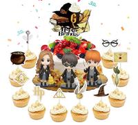 Wizard Cake Topper, 14 Pièces Harry décorations de gâteau d'anniversaire, Harry Gâteau Topper, Harry Thème Cupcake Toppers, Wizard Mini Figurine, pour Enfants Fête D'anniversaire