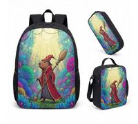 Wizard Capybara Ensemble de 3 sacs à dos de 43,2 cm Motif forêt enchantée Pour garçons filles enfants Papeterie fantaisie, 08, L, Minimaliste