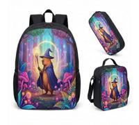 Wizard Capybara Ensemble de 3 sacs à dos de 43,2 cm Motif forêt enchantée Pour garçons filles enfants Papeterie fantaisie, 04, L, Minimaliste