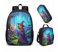 Wizard Capybara Ensemble de 3 sacs à dos de 43,2 cm Motif forêt enchantée Pour garçons filles enfants Papeterie fantaisie, 05, L, Minimaliste