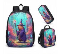 Wizard Capybara Ensemble de 3 sacs à dos de 43,2 cm Motif forêt enchantée Pour garçons filles enfants Papeterie fantaisie, 03, L, Minimaliste