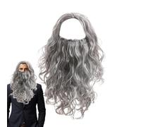 Wizard Costume Wig | Long Role Play Wig | Gray Wizard Beard | Halloween Party Wig, Stage Show Costume, Long Gray Wigs, Fantasy Character Wigs, Wizard Role Play Set, Halloween Beard Wigs
