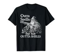 Wizard Gun Outta Spells But Not Outta Shells Dark Humour T-Shirt