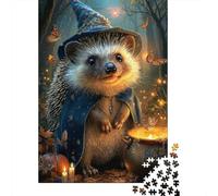 Wizard Hedgehog Fantasy Challenging Adult Jigsaws Floral Witch with Teal Hair Educational Games Suitable for Decompression & Wall Decor 38x26cm 1000pcs