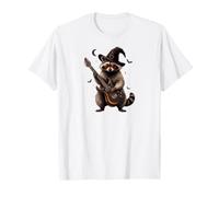 Wizard Raccoon Guitarist Halloween Music T-Shirt