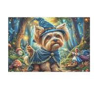 Wizard Yorkshire Terrier Chien 1000 Pièces Puzzle Adulte en Carton Haute Qualité Épais Difficile Moyenne Anti-Stress Décoration Murale Idée Cadeau Saint Valentin 1000 PCS/75x50cm