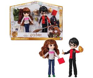 WIZARDING WORLD HARRY POTTER - COFFRET DELUXE POUPÉES 20 CM HARRY & HERMIONE - Poupées figurines Articulées Hermione Et Ginny 20 cm - 4 Tenues & 12 Accessoires - Jouet Enfant 6 ans et +