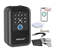 WizElek - Boîte à clés connectée Tuya - Autonomie accrue - Capteur exclusif Ouvert/Fermé - Passerelle Bluetooth/Wi-Fi - Empreinte digitale, Code, 5 Badges, Smartphone, 2 Clés de Secours - IP66