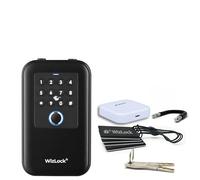 WizElek - Boîte à clés connectée Tuya - Autonomie accrue x2.5 - Capteur intégré Ouvert/Fermé - Passerelle Bluetooth/Wi-FI - Empreinte digitale, Code, 5 Badges, Smartphone, 2 Clés de Secours - IP66