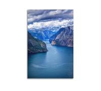 WIZIGM Fjord Poster panoramique sur toile sans cadre Motif photo réelle 60 x 90 cm