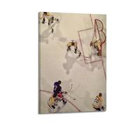 WIZIGM Impression sur toile de style documentaire avec cadre - Impression sur toile - Décoration murale moderne - Motif Brouillage devant un but de hockey sur glace - 40 x 60 cm