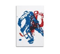WIZIGM Impression sur toile de style sportif avec motif confrontation de joueurs de hockey sur glace, style esthétique, 50 x 75 cm, sans cadre