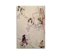 WIZIGM Impression sur toile style documentaire avec texte en anglais « Scramble in Front of Ice Hockey Goal » - Décoration murale moderne - Sans cadre - 60 x 90 cm