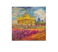 WIZIGM Poster de paysage coloré - Palette Temple doré dans le jardin Poster moderne sur toile - Décoration esthétique - 30 x 30 cm - Style sans cadre