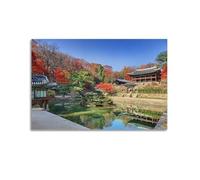 WIZIGM Poster de paysages - Jardins d'automne et étangs - Décoration murale moderne - Toile esthétique - 40 x 60 cm - Style sans cadre