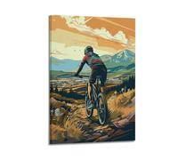 WIZIGM Poster de sport vintage illustré style VTT Viewing.jpg Poster moderne art mural sur toile esthétique décoration peinture 50 x 75 cm style cadre