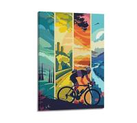 WIZIGM Poster de sport vintage paysage cyclisme.jpg quatre saisons art mural moderne sur toile esthétique décoration peinture 40 x 60 cm style cadre