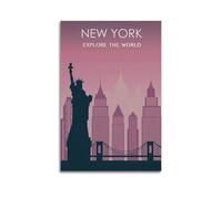 WIZIGM Poster de voyage New York, Statue de la Liberté et Paysage urbain.jpg Poster moderne sur toile décorative esthétique sans cadre 30 x 45 cm