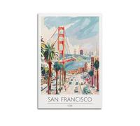 WIZIGM Poster de voyage San Francisco USA, Golden Gate Bridge et paysage urbain.jpg Poster moderne sur toile décorative esthétique sans cadre 60 x 90 cm