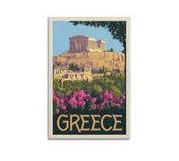 WIZIGM Poster vintage de la Grèce, de l'Acropole et du théâtre antique.jpg Poster moderne sur toile décorative esthétique sans cadre 50 x 75 cm