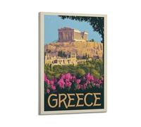 WIZIGM Poster vintage de la Grèce, de l'Acropole et du théâtre antique.jpg Poster mural moderne sur toile décorative esthétique 30 x 45 cm style cadre