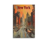 WIZIGM Poster vintage New York, City Street at Sunset.jpg Poster moderne Art mural sur toile esthétique décoration peinture sans cadre 40 x 60 cm