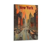 WIZIGM Poster vintage New York, City Street at Sunset.jpg Poster moderne Art mural sur toile esthétique décoration peinture style cadre 60 x 90 cm