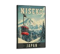 WIZIGM Poster vintage Niseko Japon, station de ski téléphérique. jpg Poster moderne art mural sur toile esthétique décoration peinture 20 x 30 cm style cadre