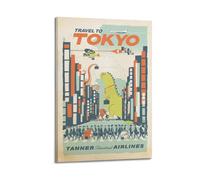 WIZIGM Poster vintage Tokyo Japon, paysage urbain fantastique.jpg Poster moderne art mural sur toile esthétique décoration peinture 50 x 75 cm style cadre