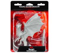 WizKids- D&D Nolzurs Marvelous Upainted Miniatures: Wave 11: Young Silver Dragon Dungeons (WK90036