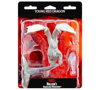 WizKids Accessoires D&D Nolzurs Marvelous Upainted Mini Young Red Dragon Wave11 Solide WK90035 Blanc