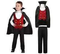 Wizland Deluxe Vampire Costume pour enfants, Halloween Fancy Dress up avec Top, Pantalon, Cape XS 2-4 ans