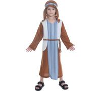 Wizland enfants berger costume marron et bleu rayé élégance, Jésus Nativité-idéal robe de Noël fantaisie tenue pour les garçons 6-8 ans