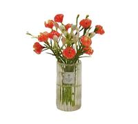 Wizoowip Accessoires de Salon pour Maison de poupée, Petits Meubles 1 6 12 Fleurs Miniatures avec Vase, Bouquets, Mini Arrangement Floral, Jouet, Micro décoration paysagère Rouge