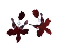 Wizoowip Boucles d'oreilles à Fleurs pour Femmes, Bijoux d'oreilles en Forme de Fleur irrégulière, décor de Fausses Perles, Boucles d'oreilles à Crochet de Style bohème pour Bal de Promo et pla