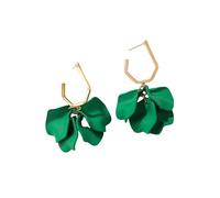 Wizoowip Boucles d'oreilles Pendantes en pétale de Rose, Bijoux de déclaration Florale élégante, 1 Paire, Style Long, Couleur vive exagérée Vert foncé