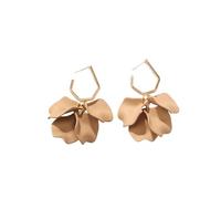 Wizoowip Boucles d'oreilles Pendantes en pétale de Rose, Bijoux de déclaration Florale élégante, 1 Paire, Style Long, Couleur vive exagérée Café