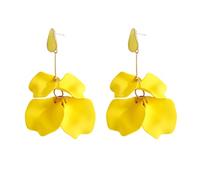 Wizoowip Boucles d'oreilles pétales de Fleurs accrocheuses, 1 Paire de Roses élégantes, Pendantes exagérées pour Femmes, Clou de perçage, Bijoux bohème Uniques Jaune