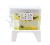 Wizoowip Bouteille d'eau Froide Durable avec Base, récipient de Grande capacité, Bouilloire de 3,5 l, Robinet, théière Transparente pour Filtre de réfrigérateur, Distributeur de jus glacé, lim