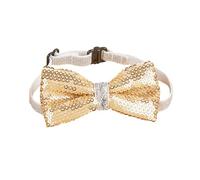 Wizoowip Collier pour Chien de Taille Moyenne avec nœud Papillon Animal Compagnie, Paillettes Animaux réglable, léger, Doux, Chat Mignon, Petit, Moyen, Collier Chiot, Fournitures Doré