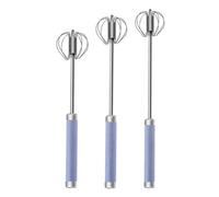 Wizoowip Gadget de mélange sans effort Batteur à œufs rotatif à 360 degrés 1/3 pièces Mélangeur à fouet semi-automatique en acier inoxydable Poussée manuelle rotative pour la cuisson Bleu L