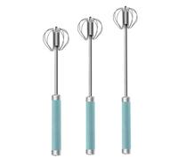 Wizoowip Gadget de mélange sans effort Batteur à œufs rotatif à 360 degrés 1/3 pièces Mélangeur à fouet semi-automatique en acier inoxydable Poussée manuelle rotative pour la cuisson Vert S