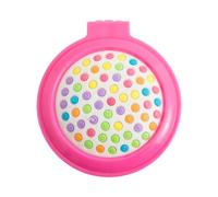 Wizoowip Mini accessoire de soins capillaires, brosse de massage du cuir chevelu, ronde de voyage avec miroir, poche pliante, sacs gonflables à rebond, motif 3D, texture mate, peigne portable pour l