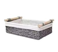Wizoowip Panier de Rangement pour Salon, Chambre à Coucher, Organisateur, Bien sûr, Voici Un Titre Produit la liste, Bureau tressé en Vigne avec poignée, télécommande cosmétique Grande Gris GR